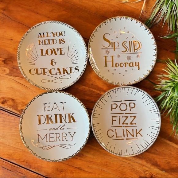 Pier 1 Appetizer Plates – Set of 4 Assorted Designs (6.3”) - Picture 1 of 7